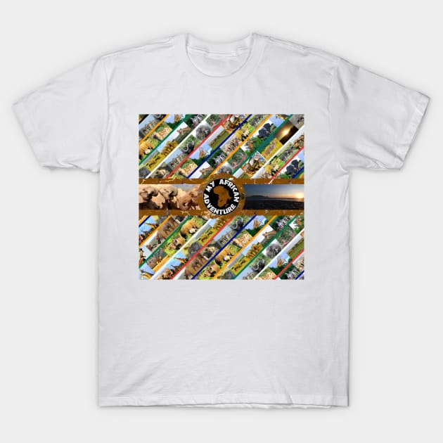 My African Adventure Wildlife Collage T-Shirt by PathblazerStudios